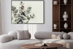 Plakat: Liście eukaliptusa na jasnozielonym tle