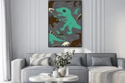 Plakat: Śliczne dinozaury bezszwowe wzór