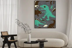 Plakat: Śliczne dinozaury bezszwowe wzór