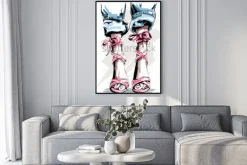 Plakat: Śliczne ręcznie rysowane nogi w butach. piękne letnie buty. akcesoria