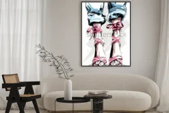 Plakat: Śliczne ręcznie rysowane nogi w butach. piękne letnie buty. akcesoria