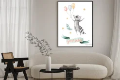 Plakat: Śliczne skaczące szopowe zwierzęce ilustracje dla dzieci akwarele