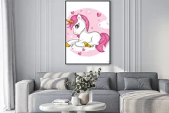 Plakat: Śliczny magiczny jednorożec. projektowanie wektora na bia? ym