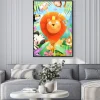 Plakat: Lion wearing crown as a king of jungle surrounded by african