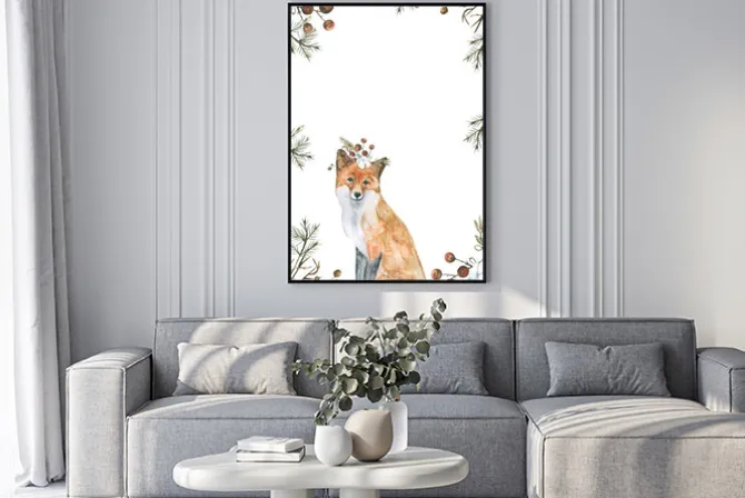 Plakat: Lis / akwarela ilustracja, wyciągnąć rękę.