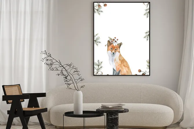 Plakat: Lis / akwarela ilustracja, wyciągnąć rękę.