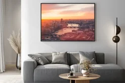 Plakat: London skyline - thames - sunset - summer - sky garden - orange