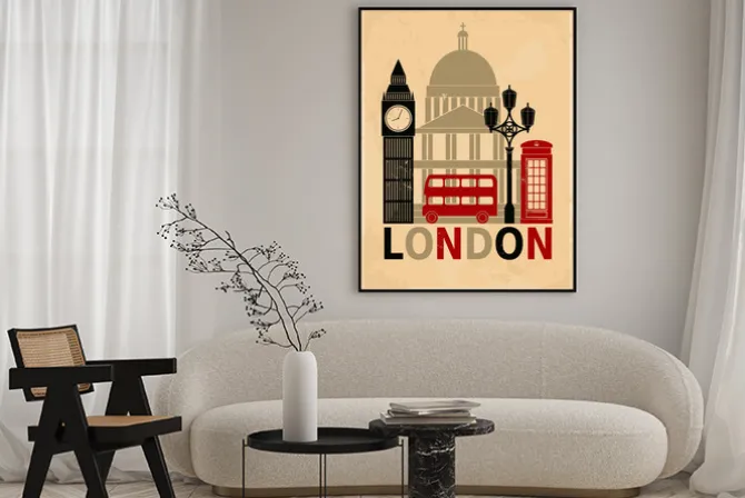Plakat: Londyn na minimalistycznej grafice