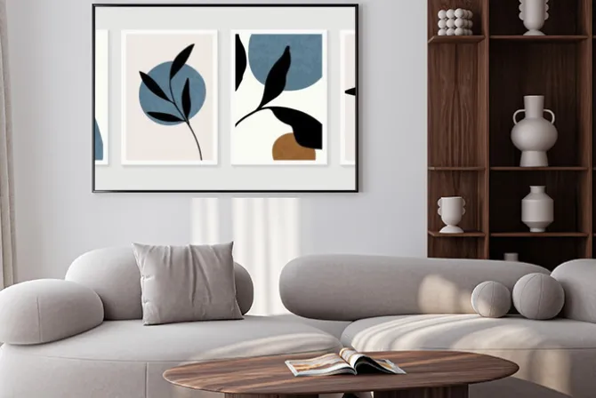 Plakat: Luxury botanical golden texture wall art vector set. marble art