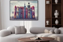 Plakat: Magiczne miasto ze starymi książkami