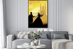 Plakat: Magiczny zamek i księżniczka z księciem