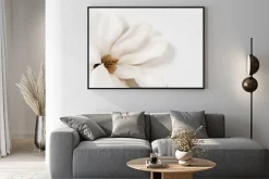 Plakat: Magnolia biały kwiat na jasnym tle