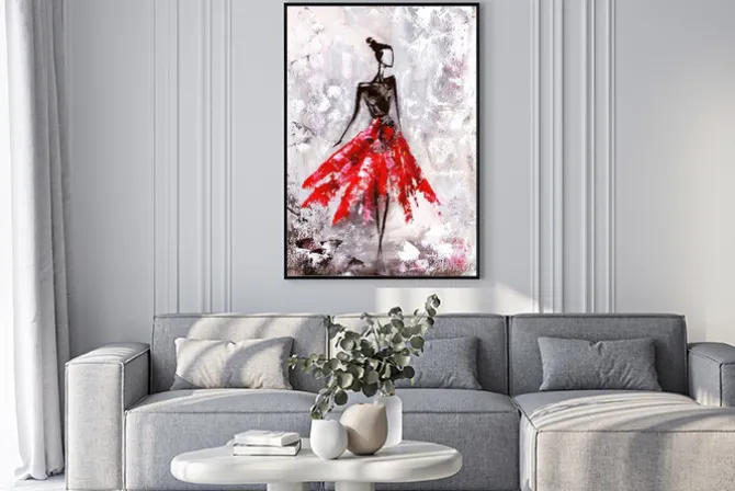 Plakat: Malarstwo olejne, młoda kobieta w sukni