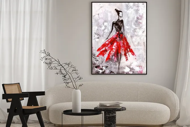 Plakat: Malarstwo olejne, młoda kobieta w sukni