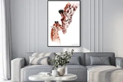 Plakat: Mama żyrafa z małą żyrafką