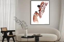 Plakat: Mama żyrafa z małą żyrafką