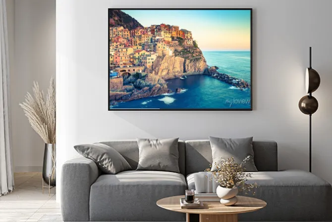 Plakat: Manarola z rocznika przefiltrowanej stylu