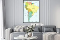 Plakat: Mapa ameryki południowej w języku angielskim