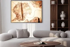 Plakat: Mapa antarktydy i kompas stary papier na białym tle, elementy