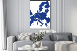 Plakat: Mapa europy z flagą unii