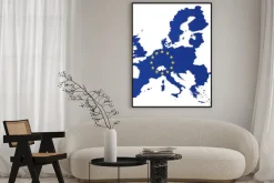 Plakat: Mapa europy z flagą unii