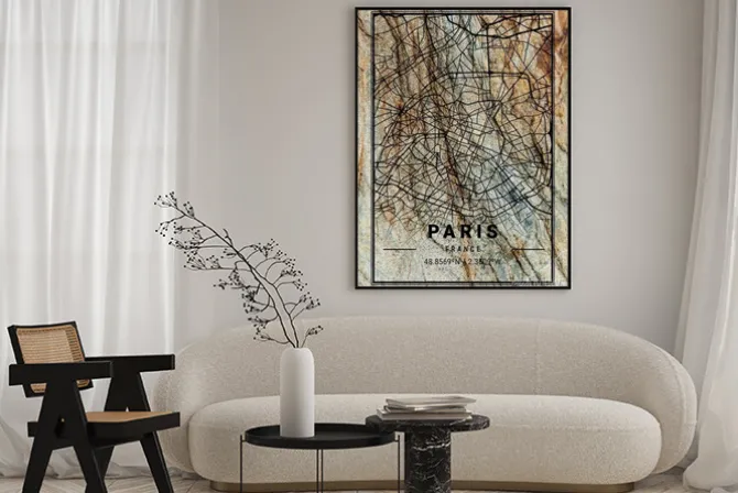 Plakat: Mapa miasta paryż