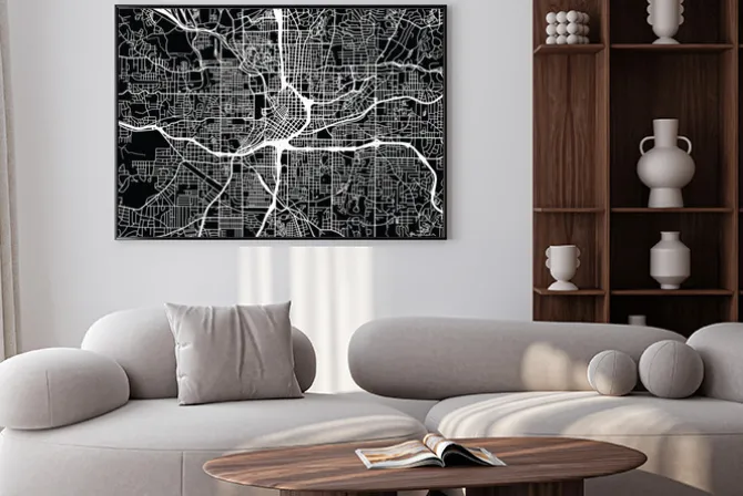 Plakat: Mapa miasta wektor miejski atlanta, georgia, stany zjednoczone