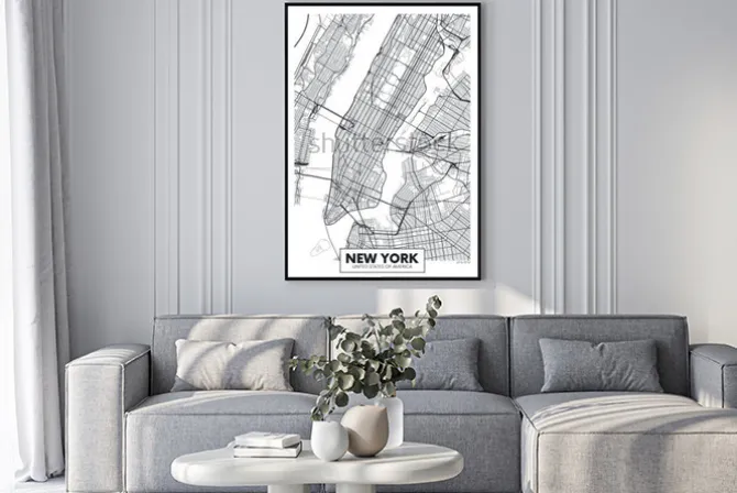 Plakat: Mapa nowego jorku w minimalistycznym stylu