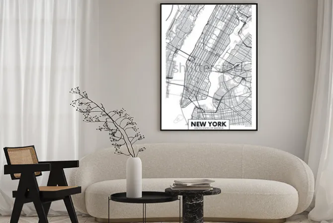 Plakat: Mapa nowego jorku w minimalistycznym stylu