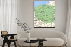 Plakat: Mapa polski z miastami