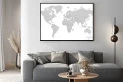 Plakat: Mapa świata grey vector