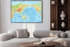 Plakat: Mapa świata wyśrodkowana na pacyfiku