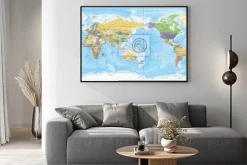 Plakat: Mapa świata z państwami i stolicami