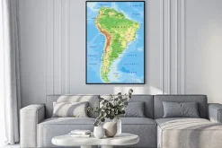 Plakat: Mapa z ameryką południową