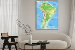 Plakat: Mapa z ameryką południową
