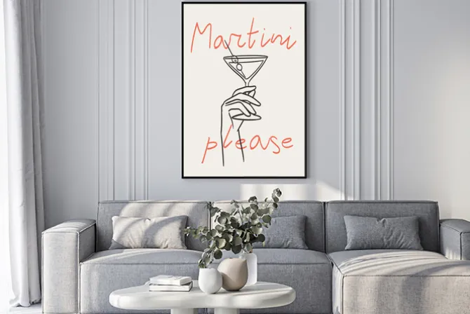 Plakat: Martini ilustracja z kieliszkiem