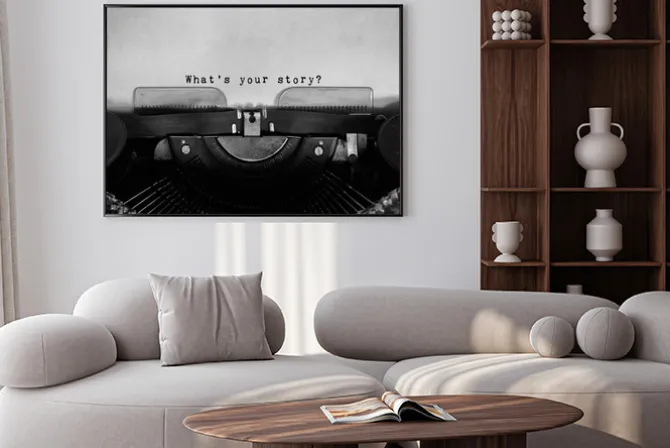 Plakat: Maszyna do pisania czarno-biała fotografia