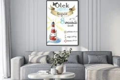 Plakat: Metryczka urodzeniowa w morskim stylu