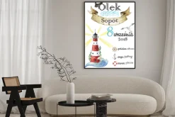 Plakat: Metryczka urodzeniowa w morskim stylu