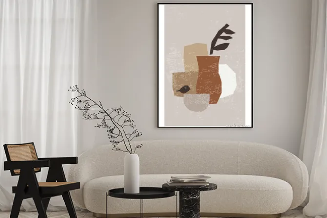 Plakat: Minimal wall art poster with abstract organic shapes composition