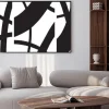 Plakat: Minimalist organic abstract art mid century modern style black