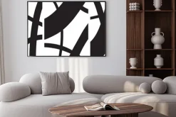 Plakat: Minimalist organic abstract art mid century modern style black
