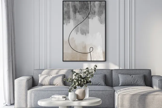 Plakat: Minimalistyczna abstrakcja w nowoczesnym stylu z linią