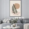 Plakat: Minimalistyczna grafika boho z liściem