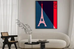Plakat: Minimalistyczna ilustracja wieży eiffla