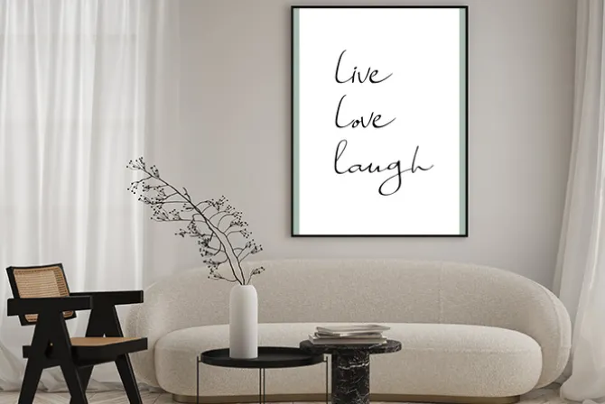 Plakat: Minimalistyczna typografia live love laugh