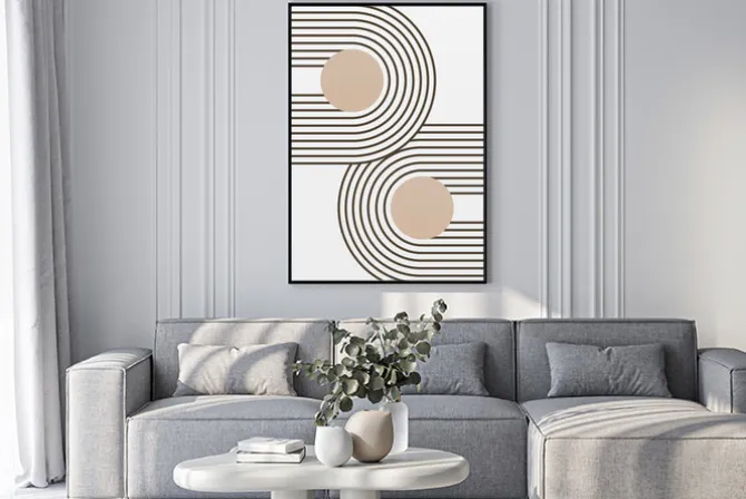 Plakat: Minimalistyczne geometryczne kształty z okręgami