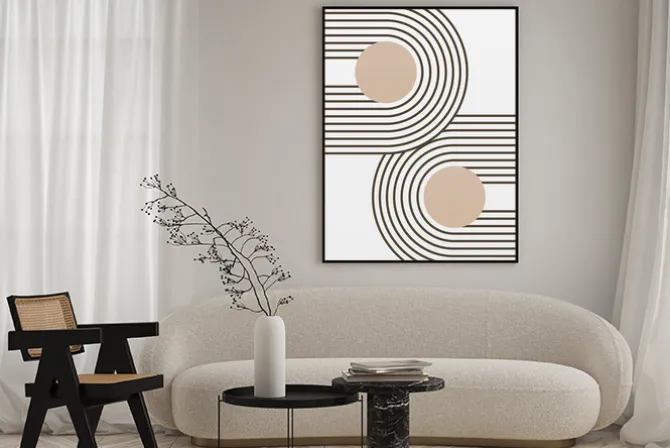 Plakat: Minimalistyczne geometryczne kształty z okręgami