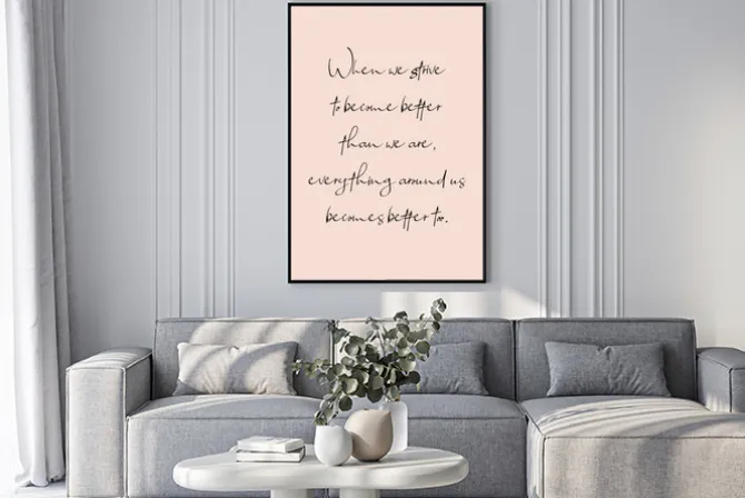 Plakat: Minimalistyczny cytat na różowym tle