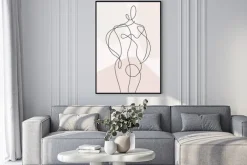 Plakat: Minimalistyczny jednoliniowy szkic kobiecej sylwetki